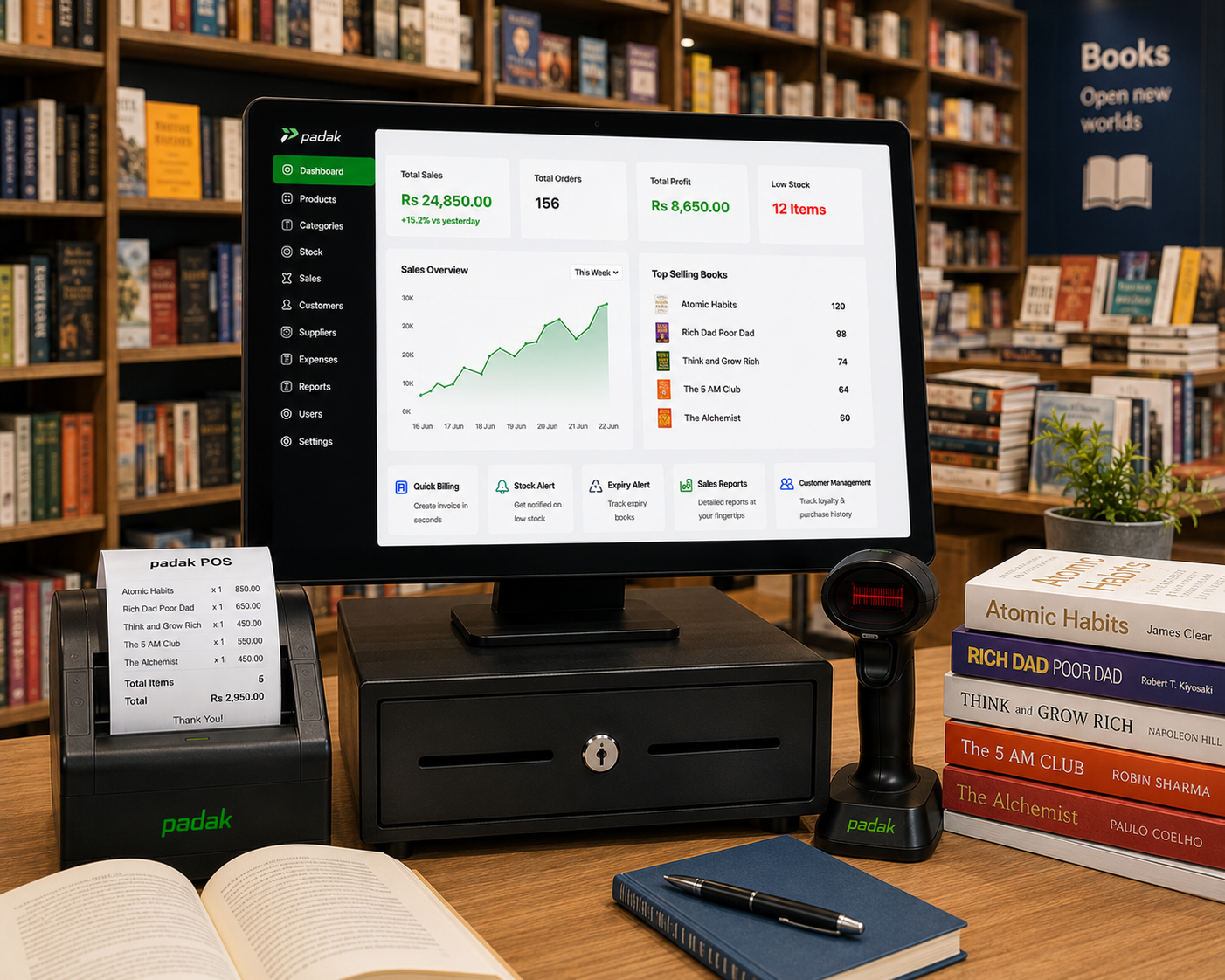 BookShop_POS billing software with used book buy-back desk