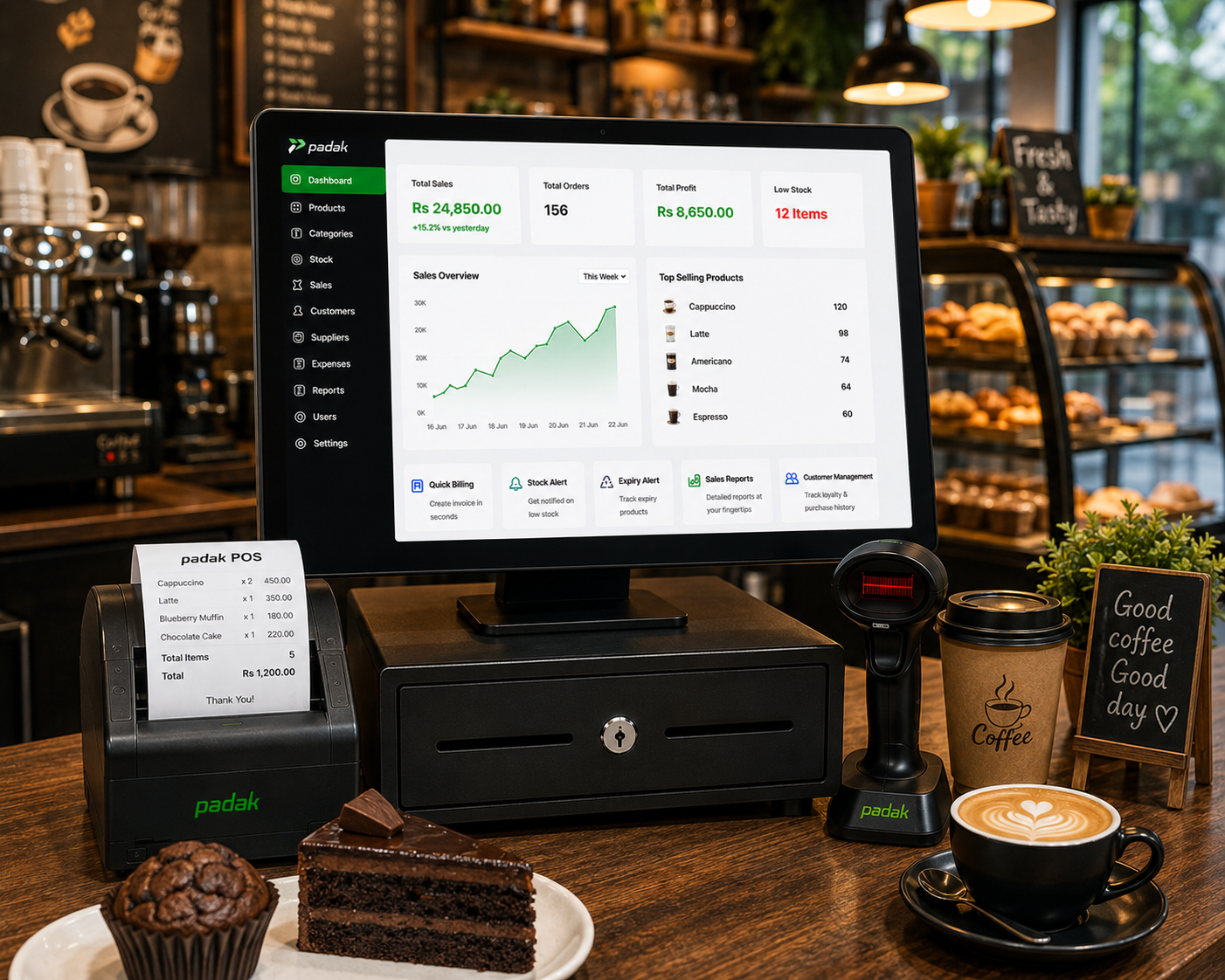 CafePOS restaurant billing software with kitchen order ticket printing