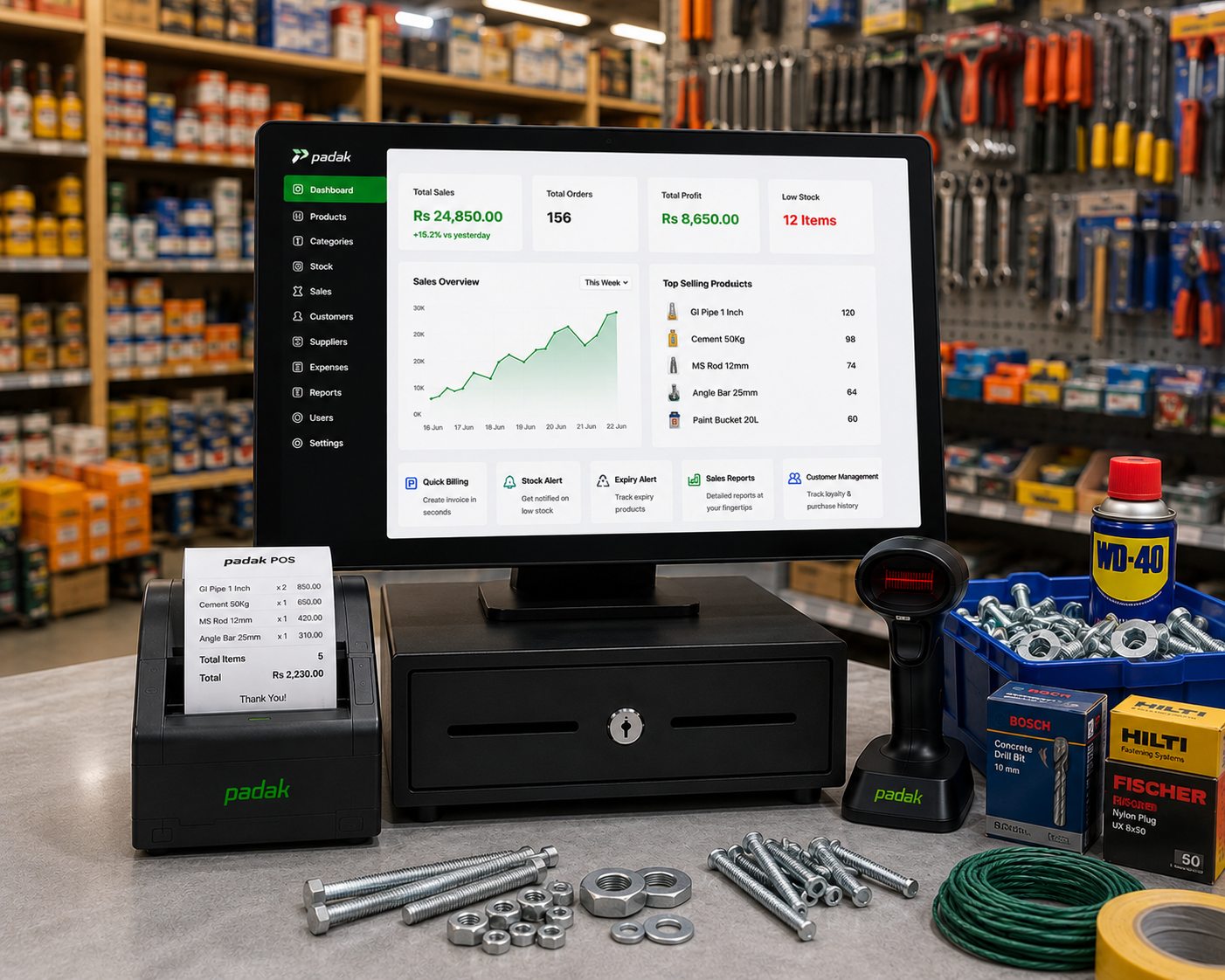 Hardware_POS billing software with contractor and wholesale pricing
