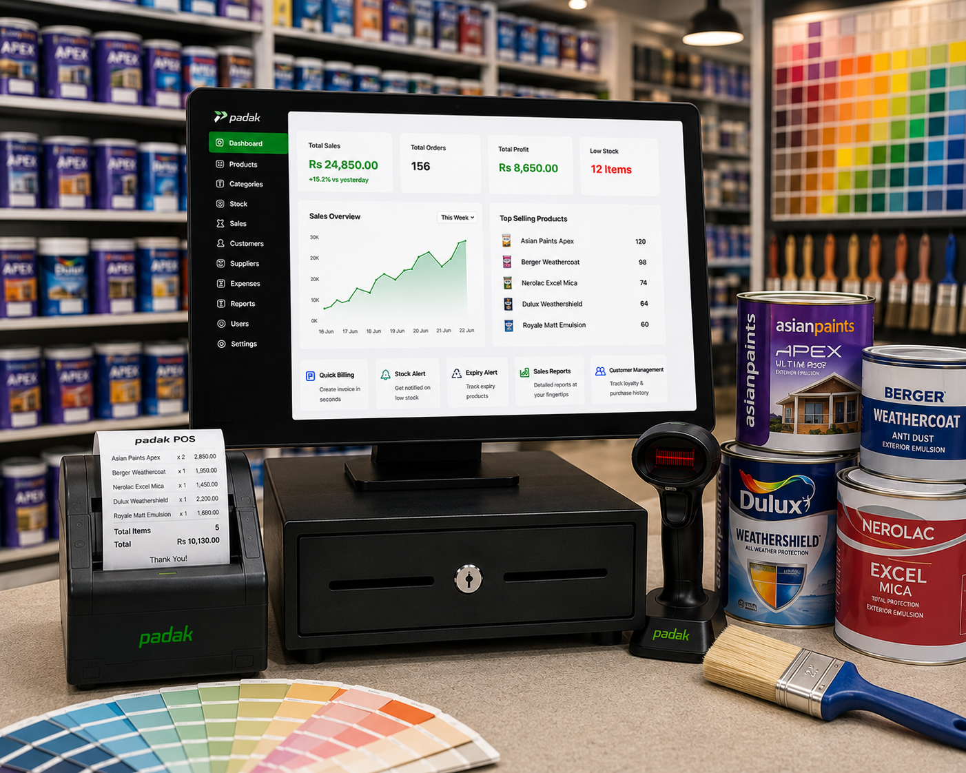 PaintShop_POS billing software with colour mixing formula tracking