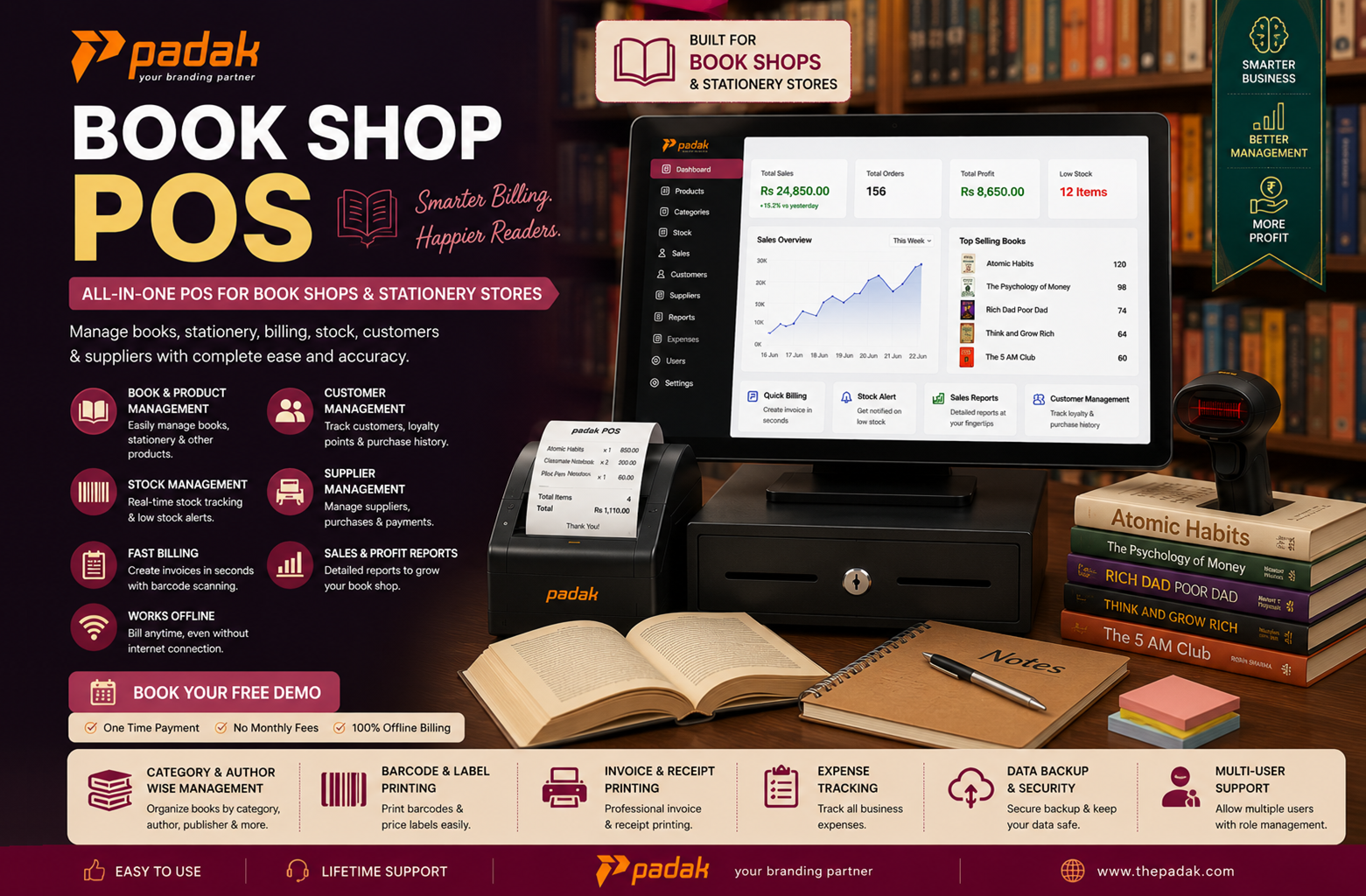 Book Shop POS billing software screenshot